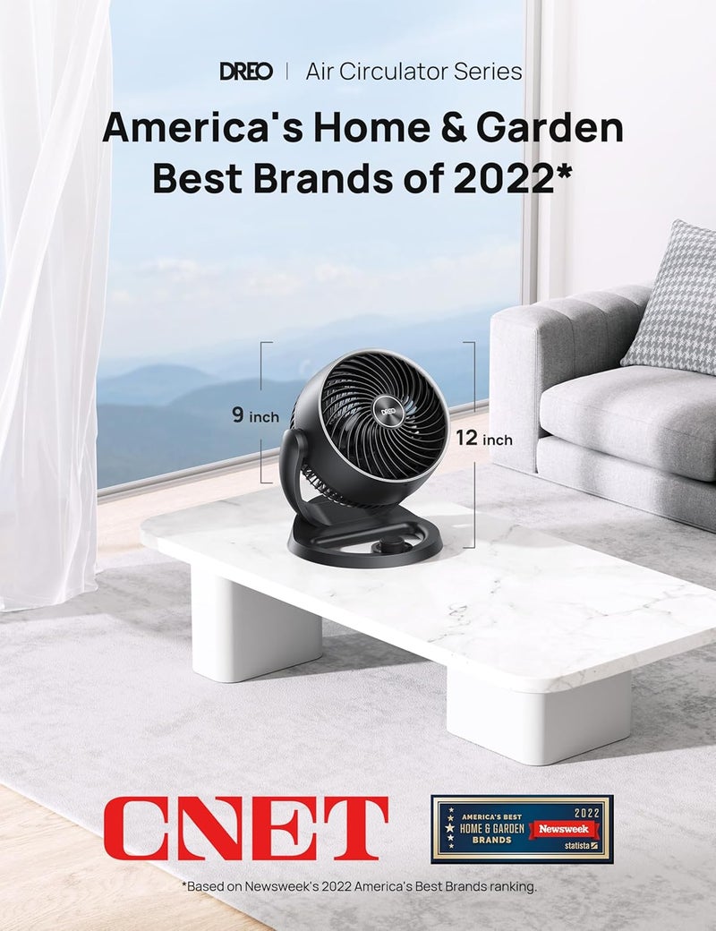Dreo Desk Fan, 12-Inch Air Circulator Fan for Bedroom, 70ft Powerful Airflow, 120° Tilt Adjustment, 28dB Ultra-Quiet, 3 Speeds Small Table Fan for Whole Room, Home, Office - Image 2